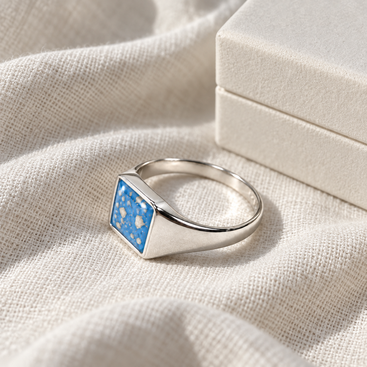 small square signet ashes ring — lifestyle photograph
