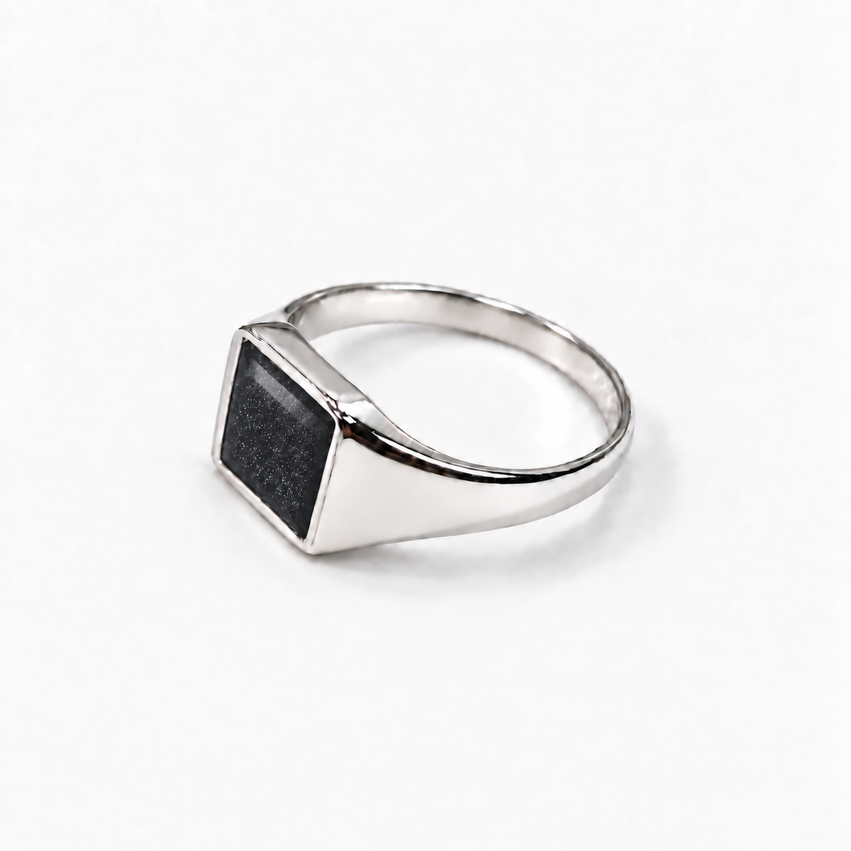 Small Square Signet Ashes Ring — Midnight, hidden ashes