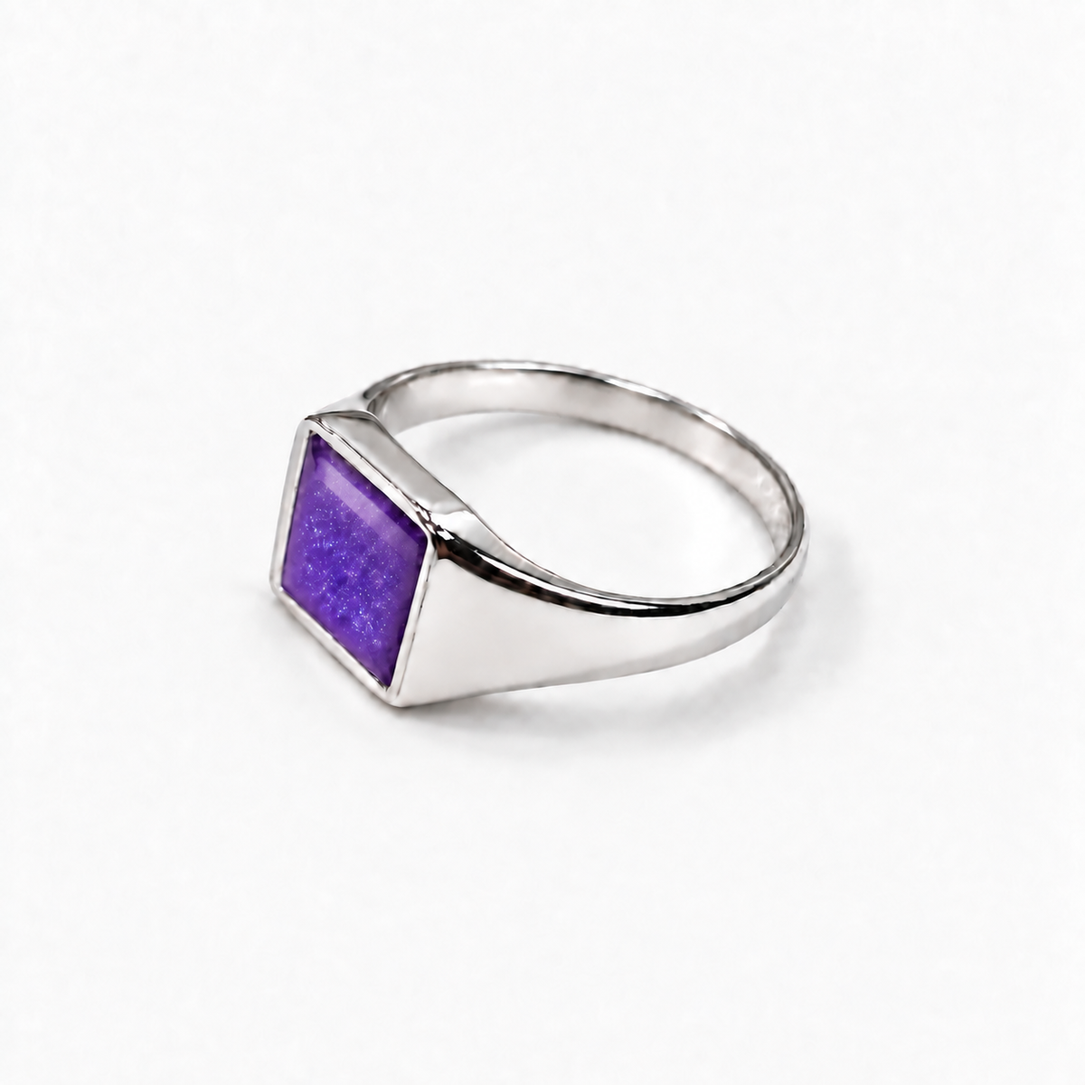 small square signet ashes ring — Purple, hidden ashes