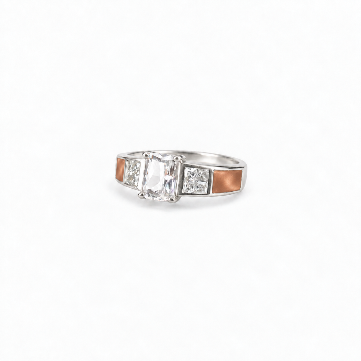 trilogy silver ashes ring in Copper, hidden inclusions