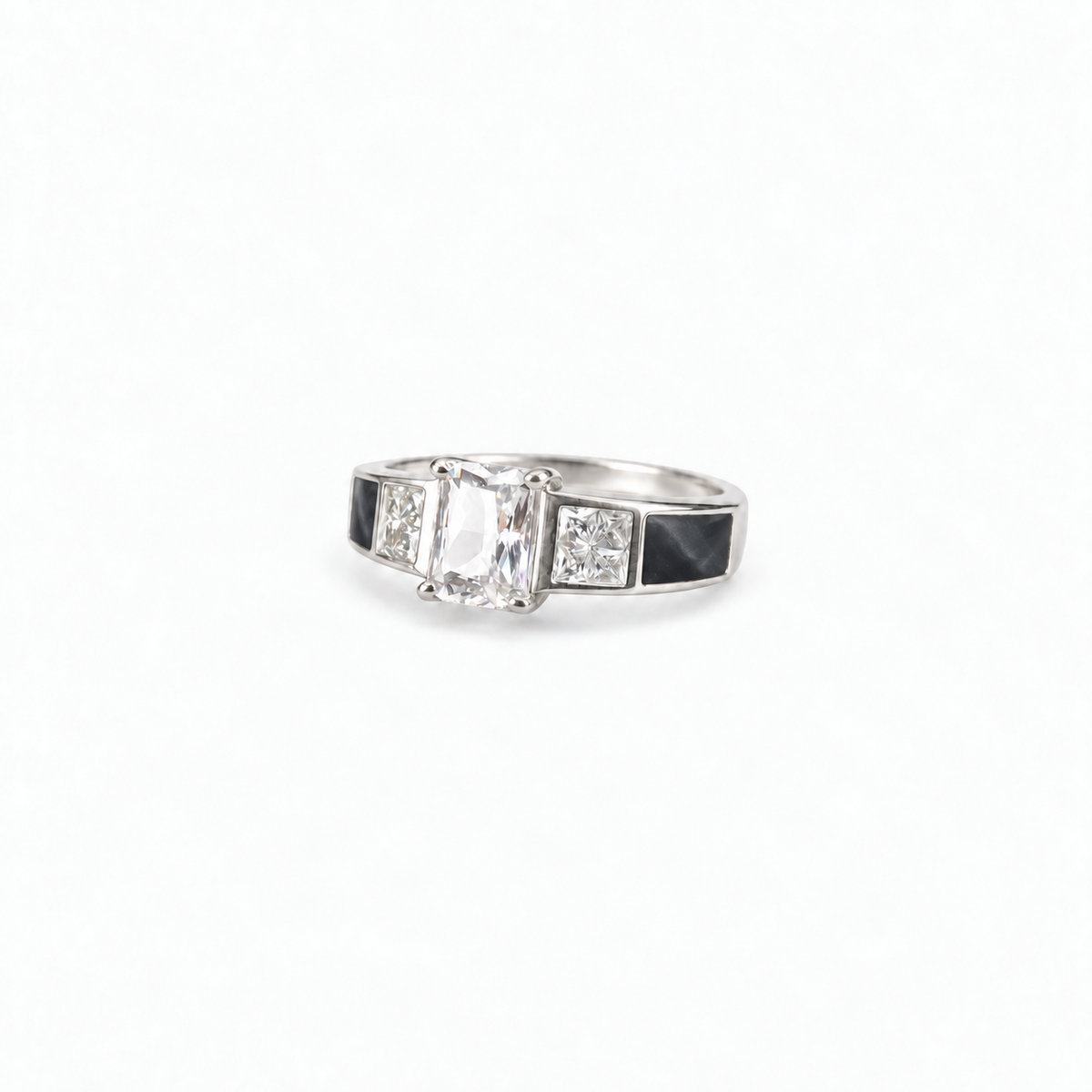 trilogy silver ashes ring in Midnight, hidden inclusions