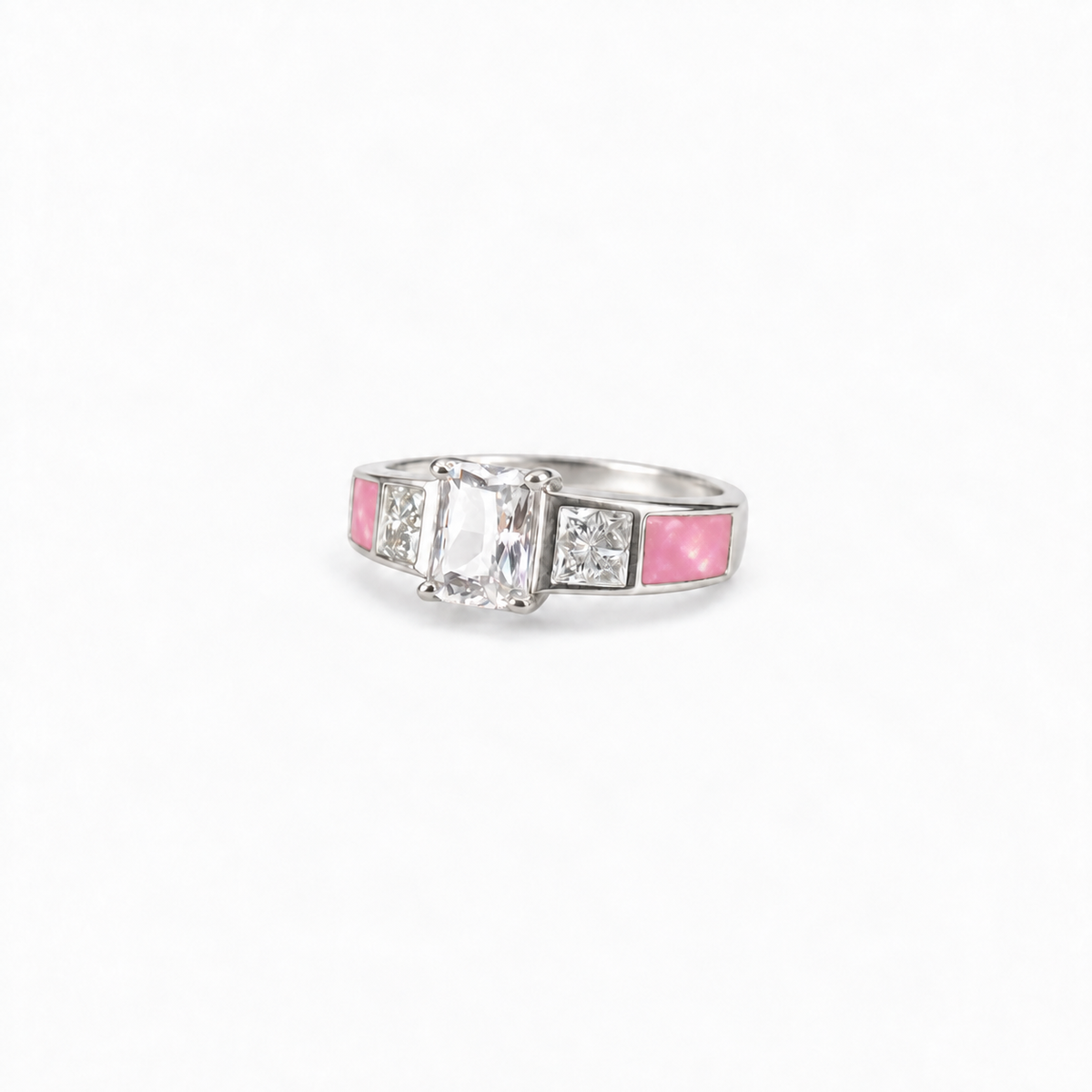 trilogy silver ashes ring in Pink, hidden inclusions