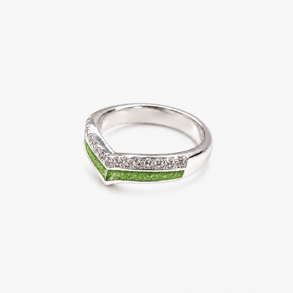 Wishbone Ashes Ring in Apple Green with visible inclusions