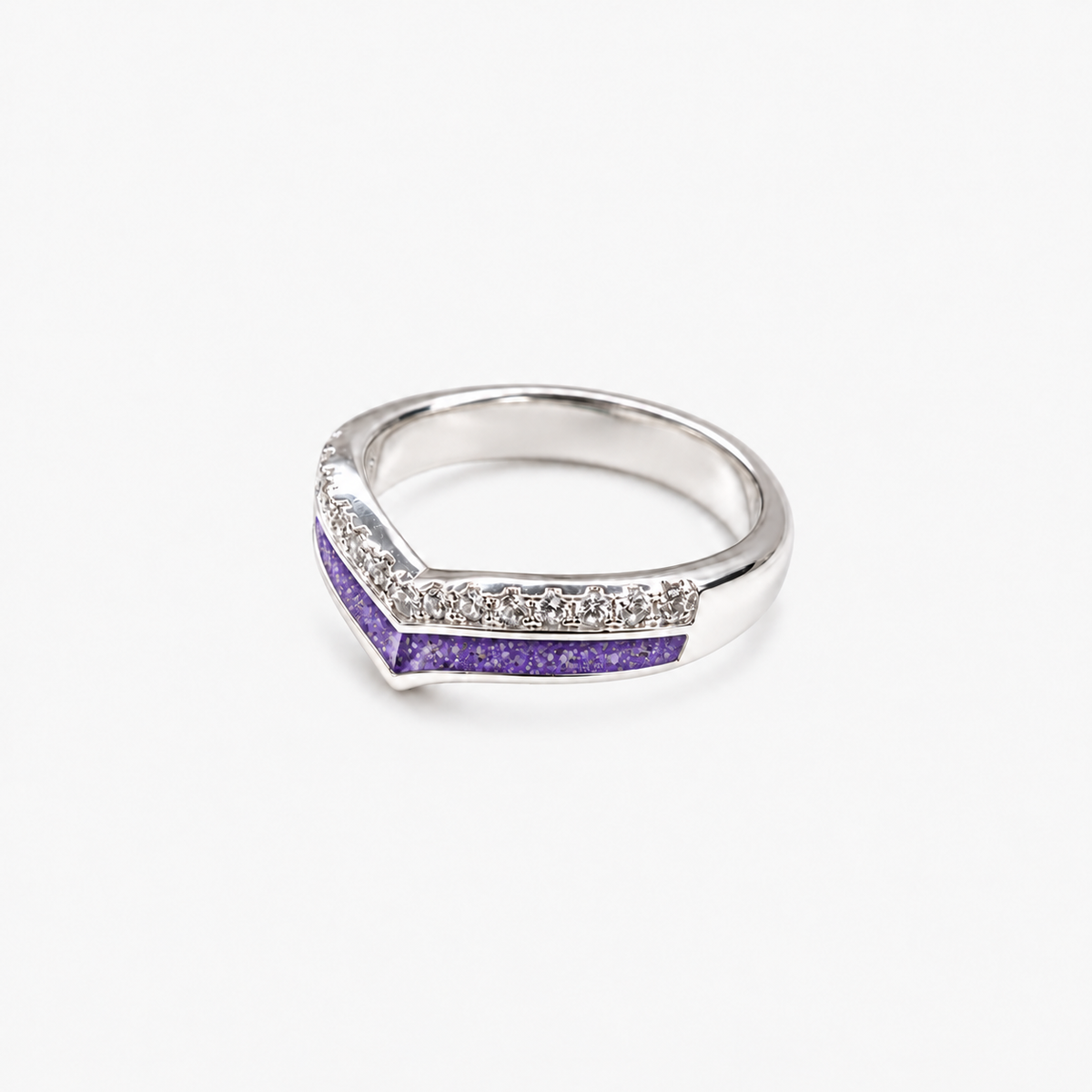 Wishbone Ashes Ring in Purple with visible inclusions