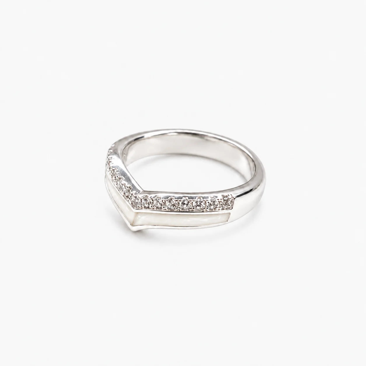 Wishbone Breast Milk Ring in sterling silver with natural milk resin — illustrative preview
