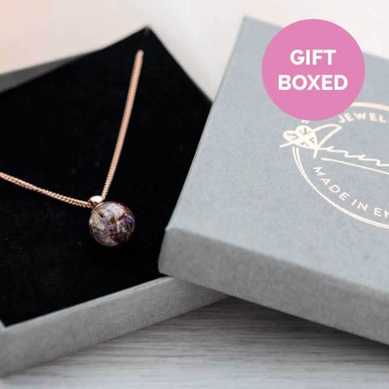 Flower Rose Gold Necklace | Dried Flower Jewellery | Featherlings UK