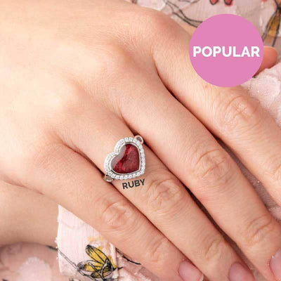 Silver Heart Ashes Ring - Crystal | Ashes Rings | Featherlings UK
