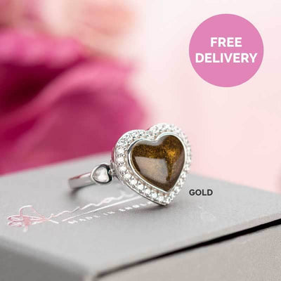 Silver Heart Ashes Ring - Crystal | Ashes Rings | Featherlings UK