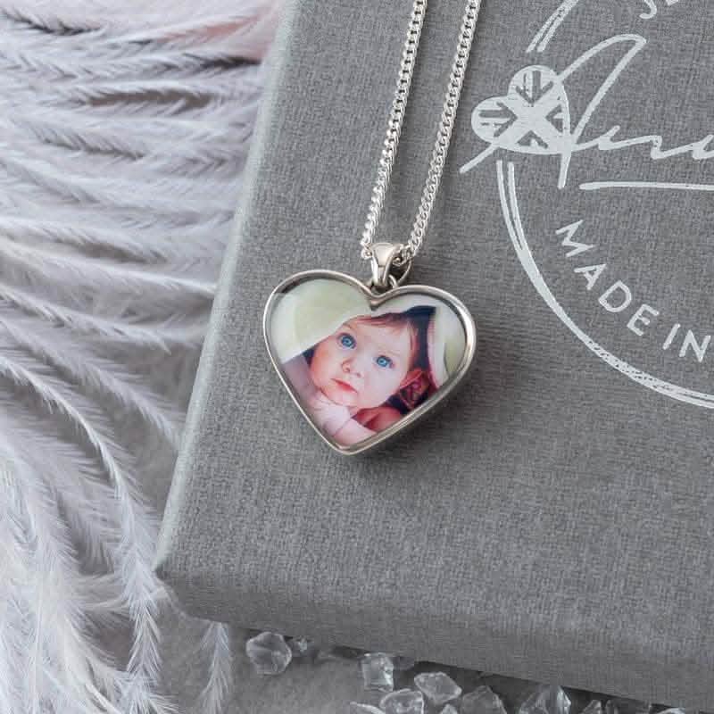 Engraved Photo Heart Necklace | Photo Locket | Featherlings UK