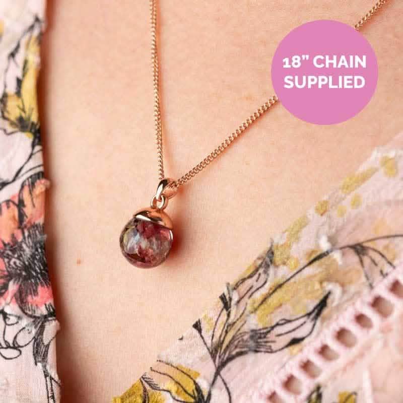 Flower Rose Gold Necklace | Dried Flower Jewellery | Featherlings UK