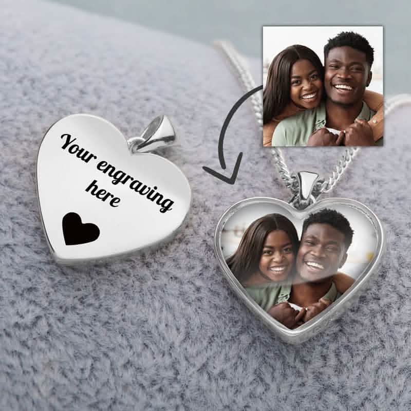 Engraved Photo Heart Necklace | Photo Locket | Featherlings UK