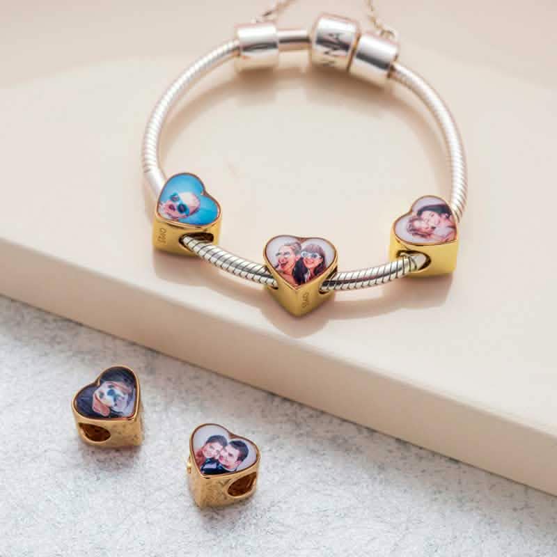 Gold engraved photo charm | Rose Gold Photo Charm | Featherlings UK