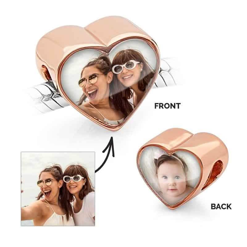 Rose Double Photo Charm | Rose Gold Photo Charm | Featherlings UK