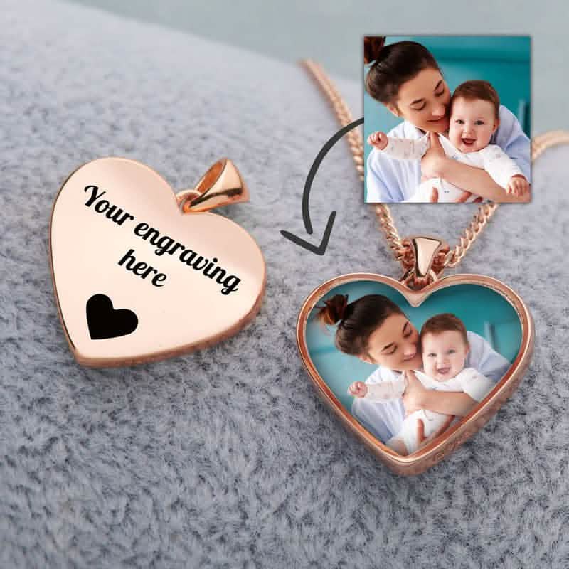 Rose Engraved Photo Necklace | Photo Locket | Featherlings UK