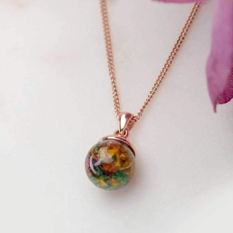 Flower Rose Gold Necklace | Dried Flower Jewellery | Featherlings UK