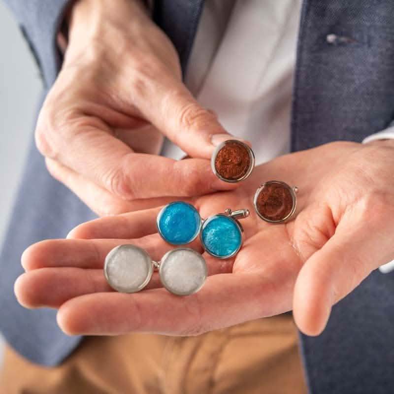 Ashes Memorial Cufflinks (Round) | Ashes Cufflinks | Featherlings UK