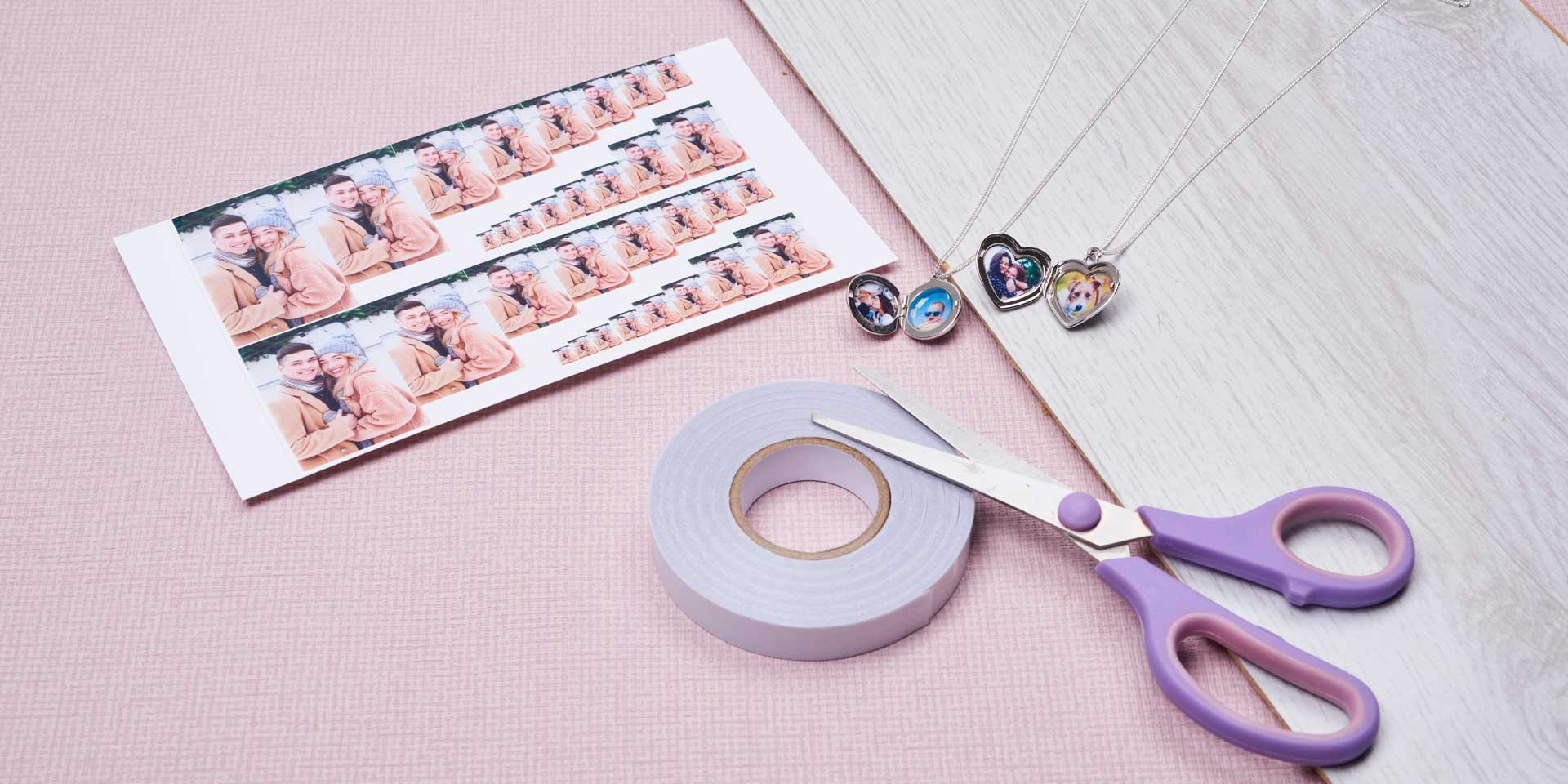 Heart oval and round photographs printed in small locket sizes