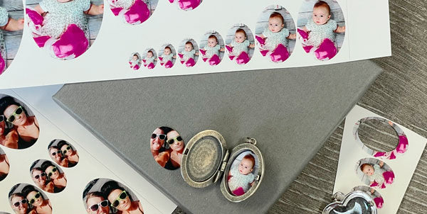 Tiny heart oval and round photos printed for lockets