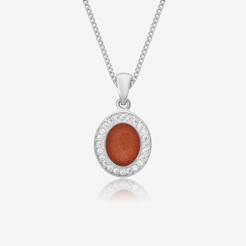 Oval Crystal Ashes Necklace | Ashes Pendant | Featherlings UK