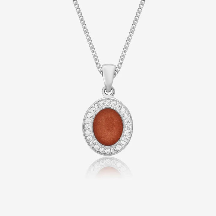 Oval Crystal Ashes Necklace | Ashes Pendant | Featherlings UK