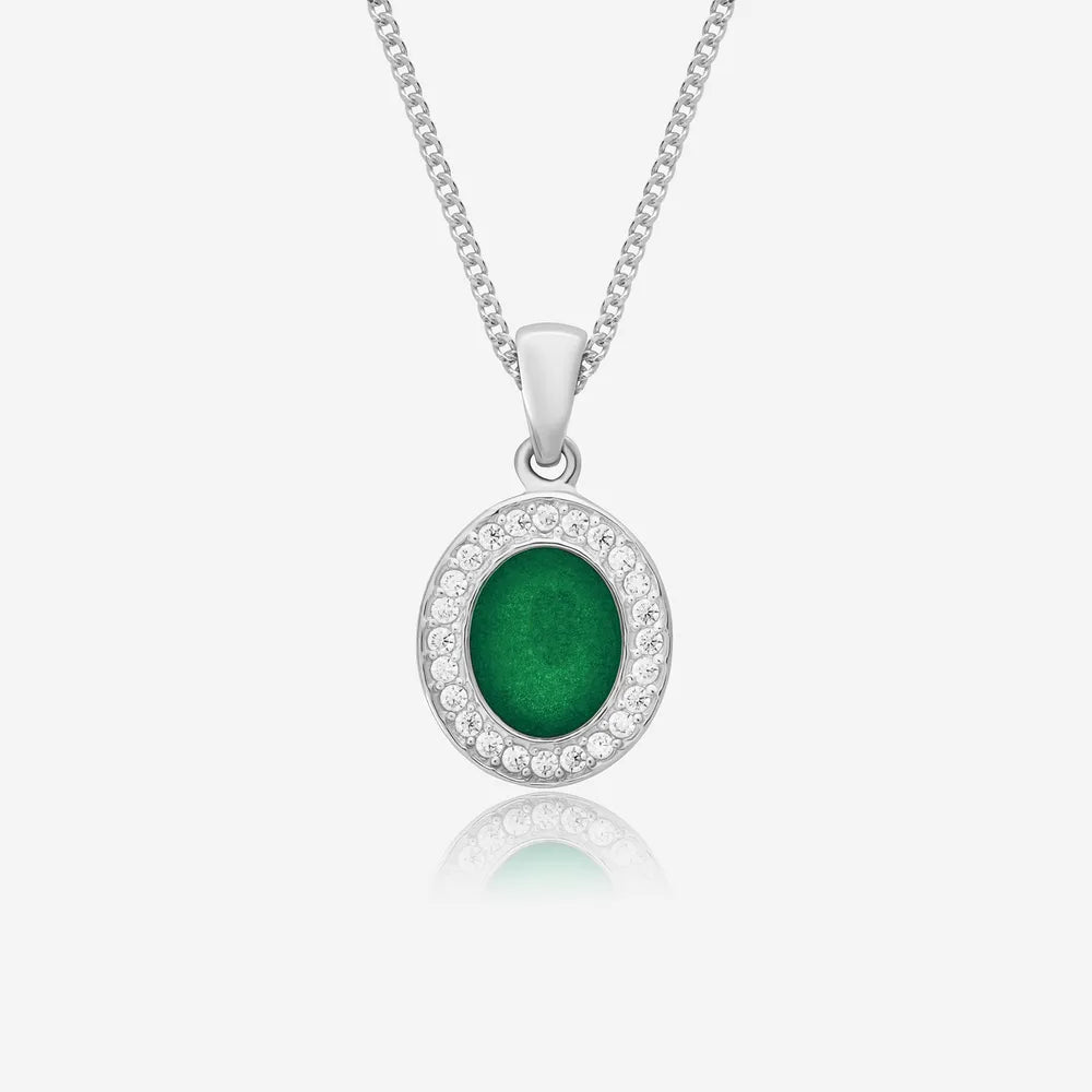 Oval Crystal Ashes Necklace | Ashes Pendant | Featherlings UK