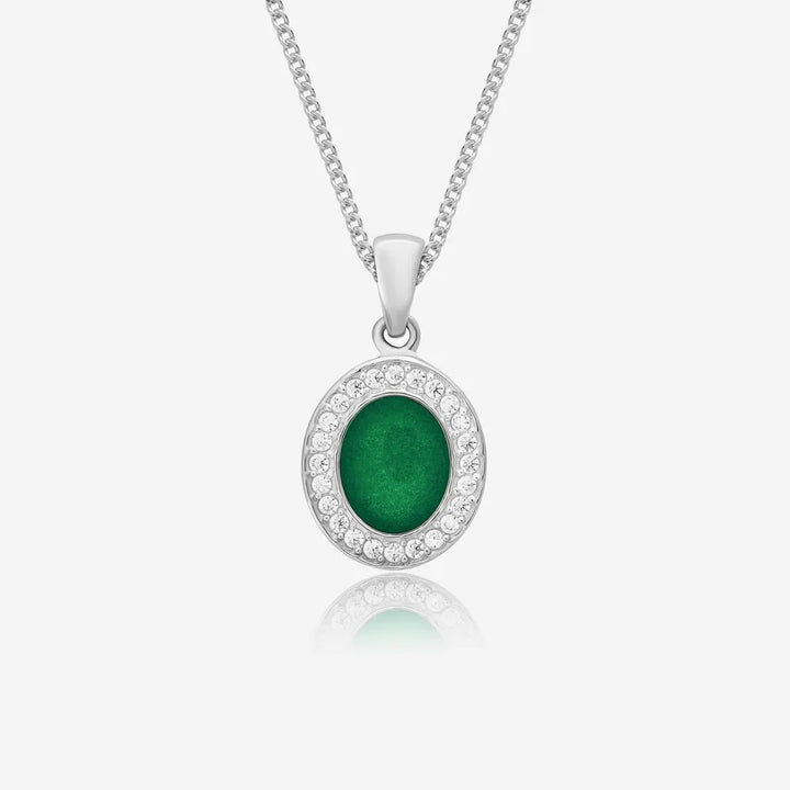 Oval Crystal Ashes Necklace | Ashes Pendant | Featherlings UK