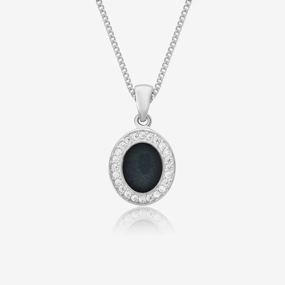 Oval Crystal Ashes Necklace | Ashes Pendant | Featherlings UK