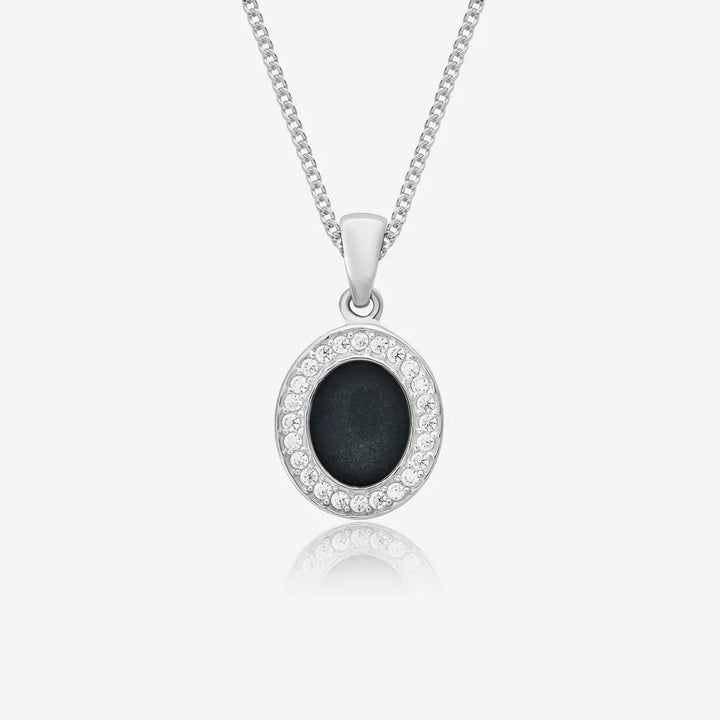 Oval Crystal Ashes Necklace | Ashes Pendant | Featherlings UK