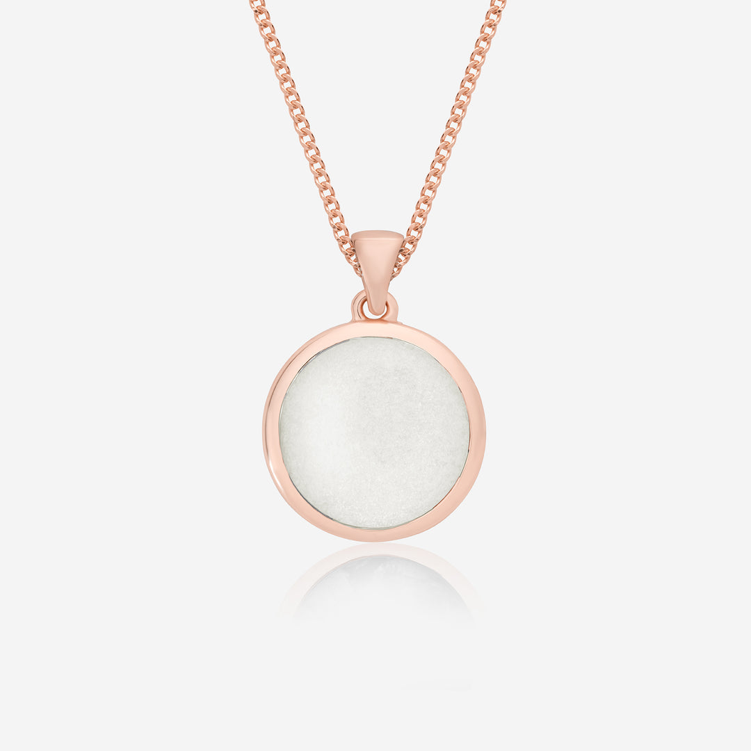 Large Rose Gold Round Breast Milk Necklace | Breast Milk Necklace | Featherlings UK