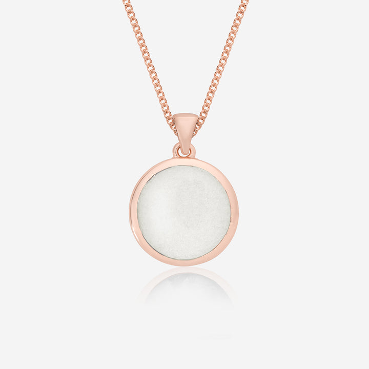 Large Rose Gold Round Breast Milk Necklace | Breast Milk Necklace | Featherlings UK