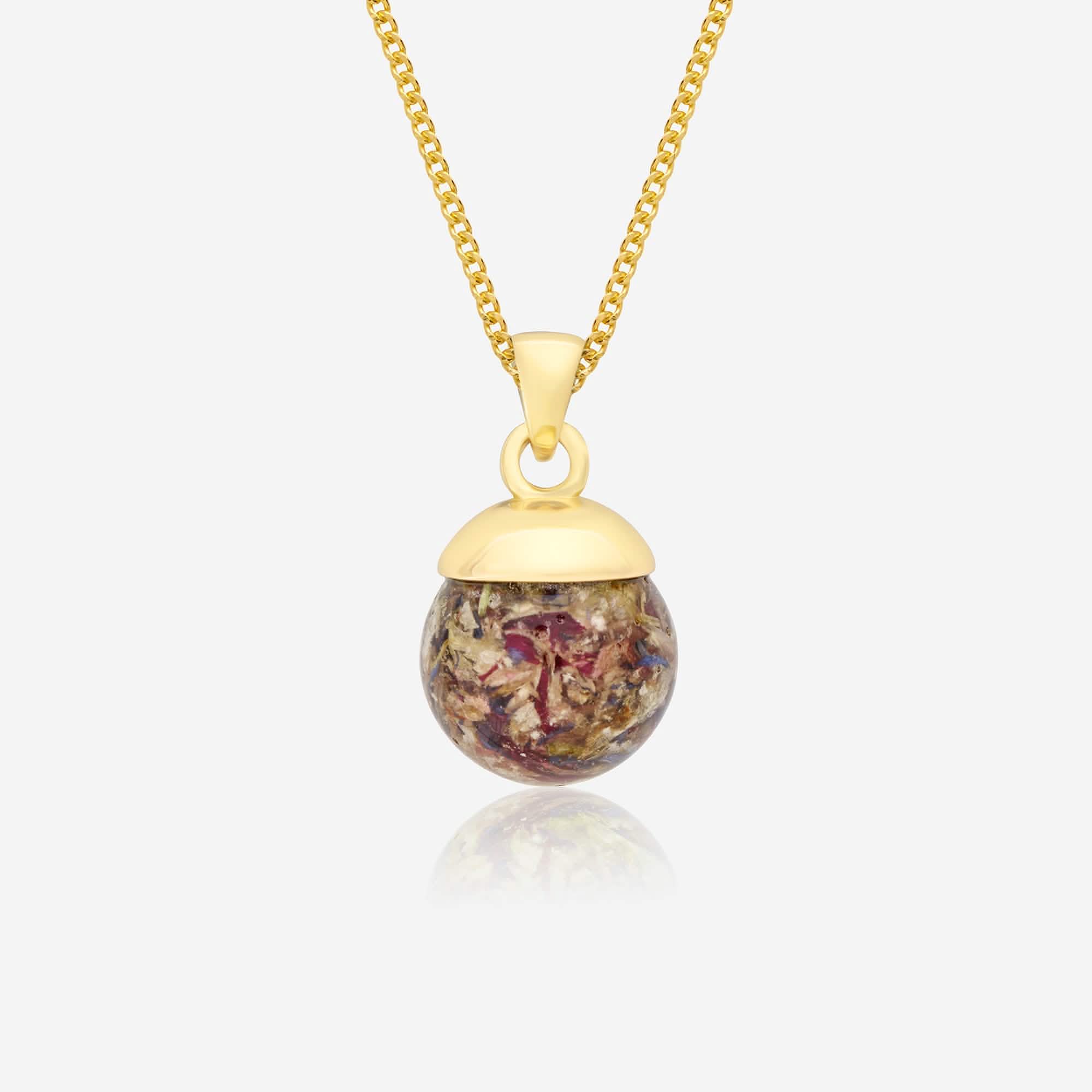 Gold Flower Ball Necklace | Dried Flower Jewellery | Featherlings UK