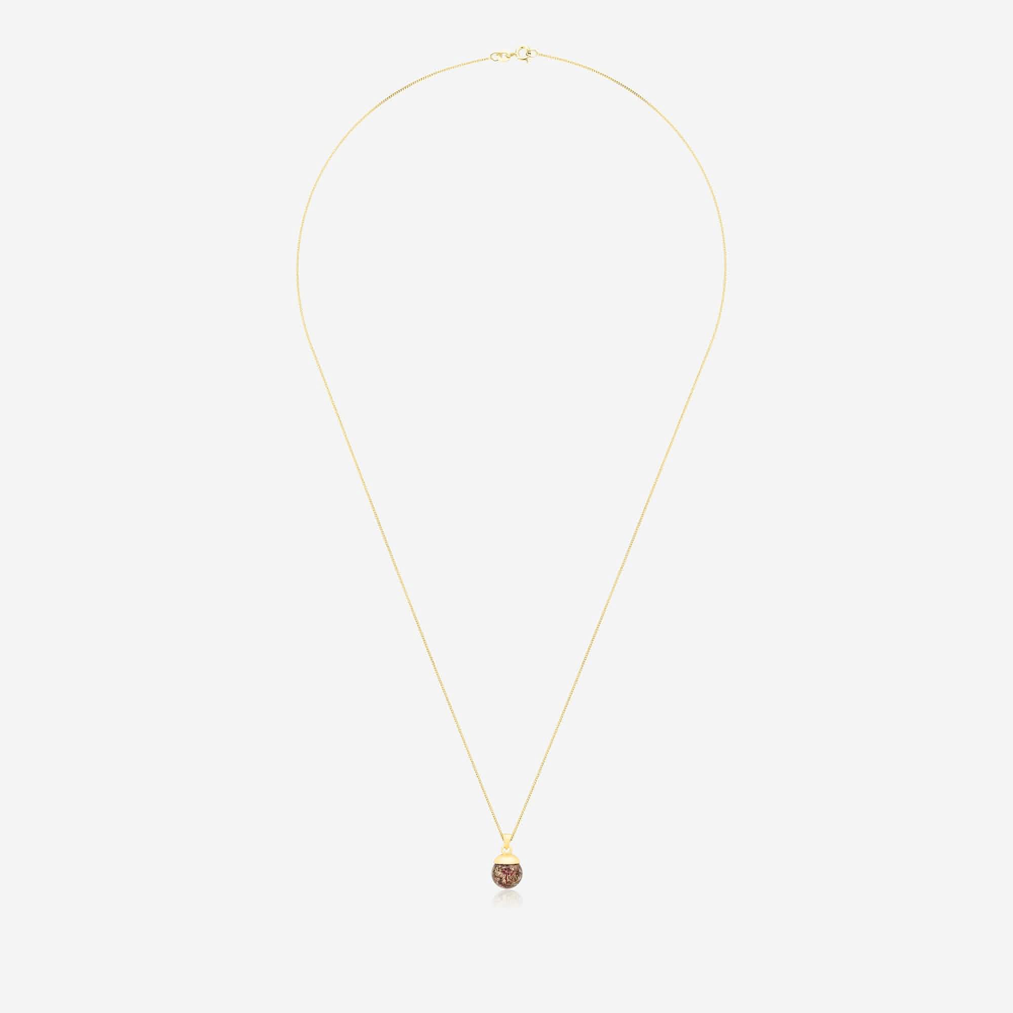 Gold Flower Ball Necklace | Dried Flower Jewellery | Featherlings UK