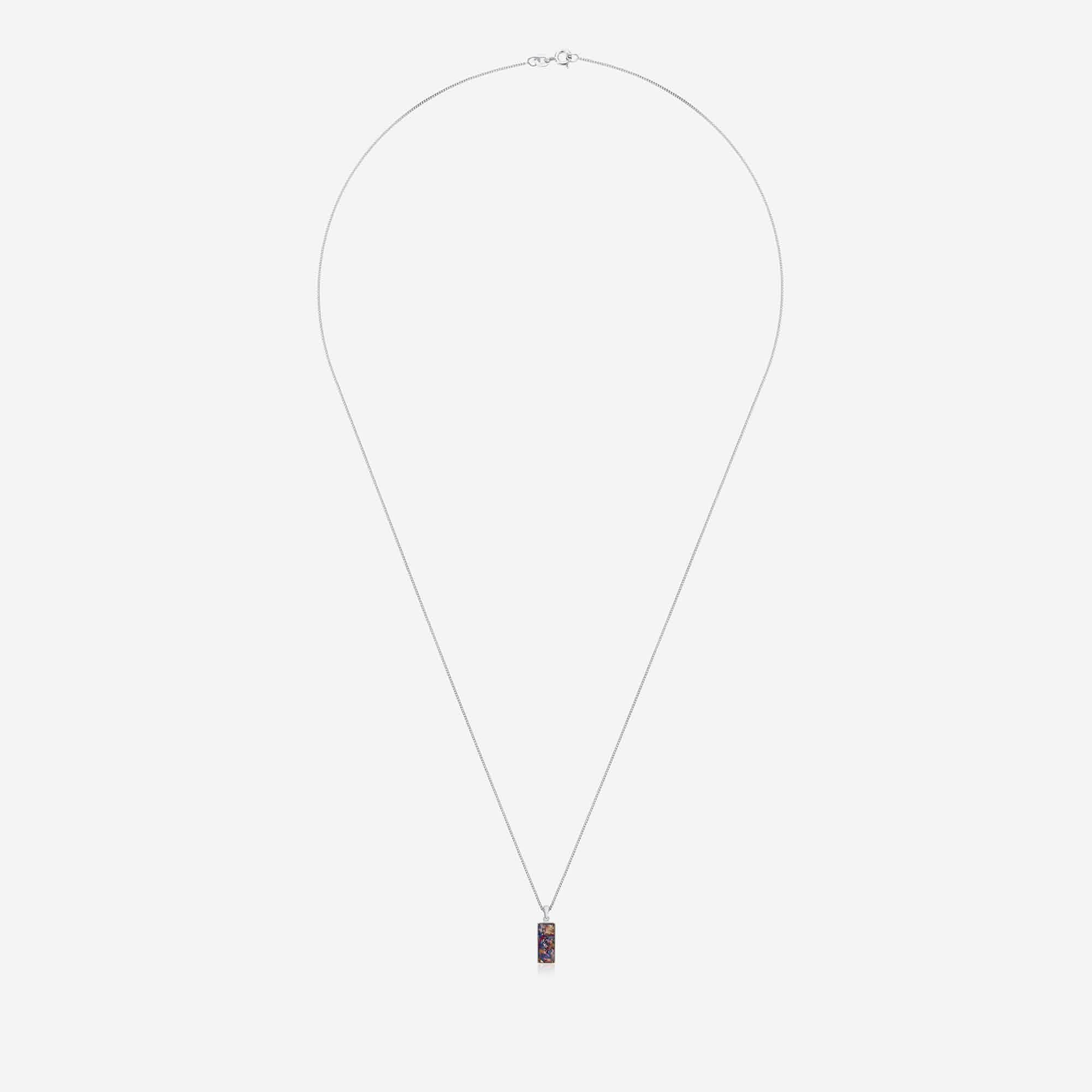Flower Rectangle Silver Necklace | Dried Flower Jewellery | Featherlings UK