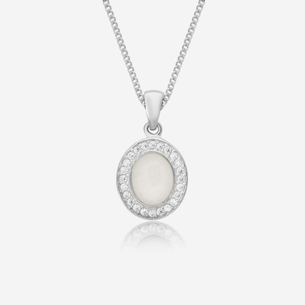 Oval Crystal Breast Milk Necklace | Breast Milk Necklace | Featherlings UK