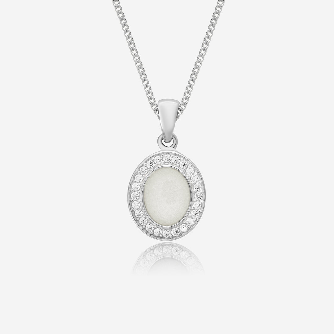 Oval Crystal Breast Milk Necklace | Breast Milk Necklace | Featherlings UK