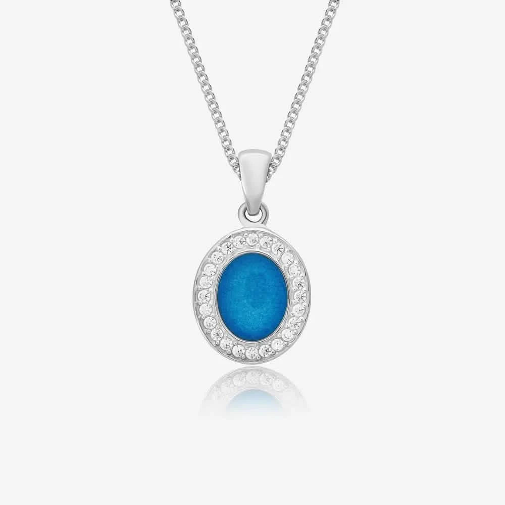 Oval Crystal Ashes Necklace | Ashes Pendant | Featherlings UK