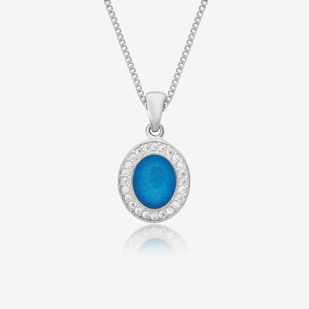 Oval Crystal Ashes Necklace | Ashes Pendant | Featherlings UK