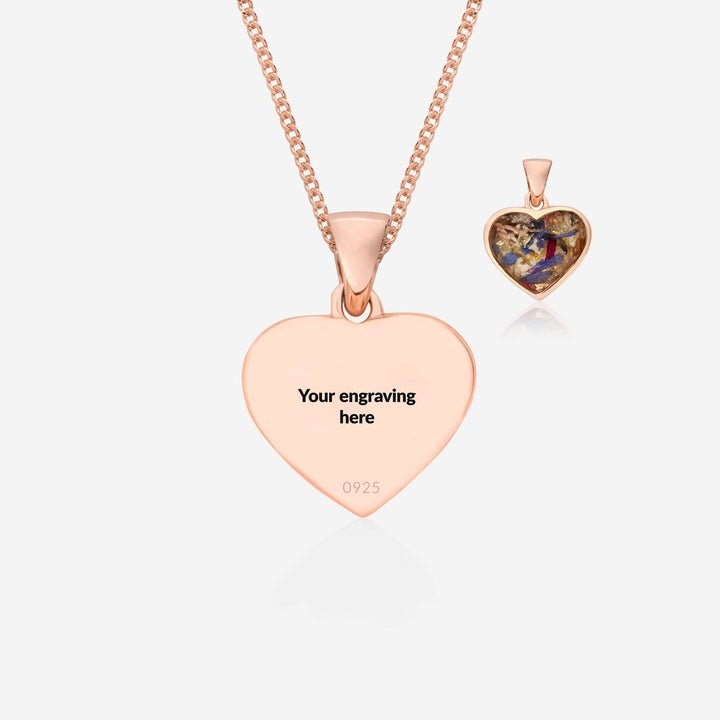 Flower Rose Gold Heart Necklace | Dried Flower Jewellery | Featherlings UK