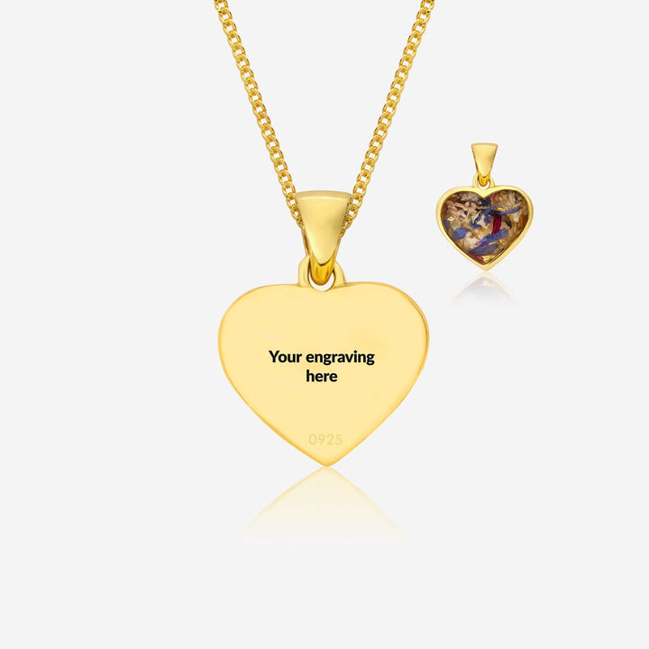 Flower Yellow Gold Heart Necklace | Dried Flower Jewellery | Featherlings UK