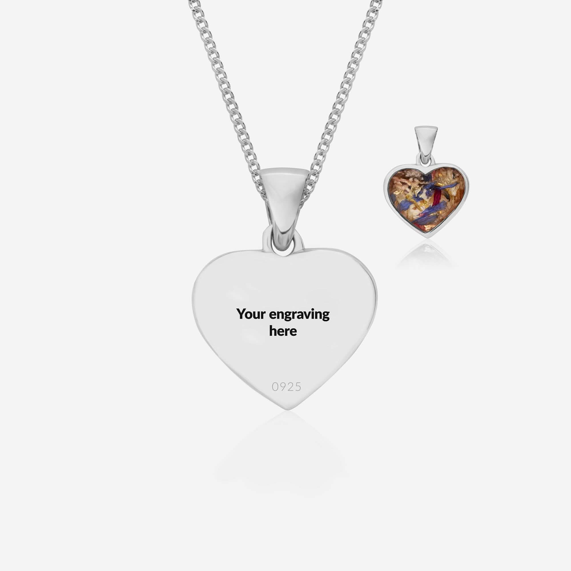 Flower Silver Heart Necklace | Dried Flower Jewellery | Featherlings UK