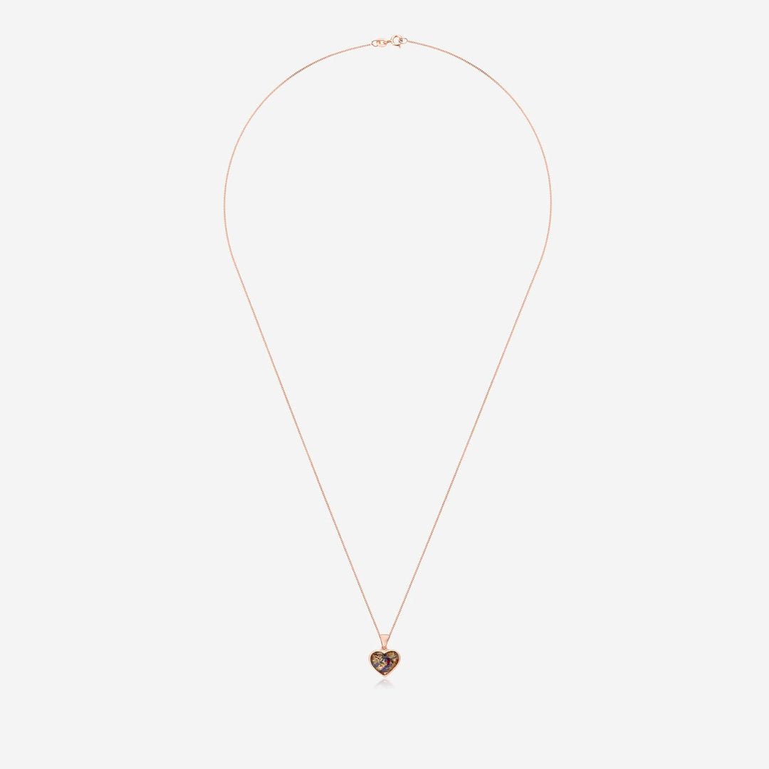 Flower Rose Gold Heart Necklace | Dried Flower Jewellery | Featherlings UK