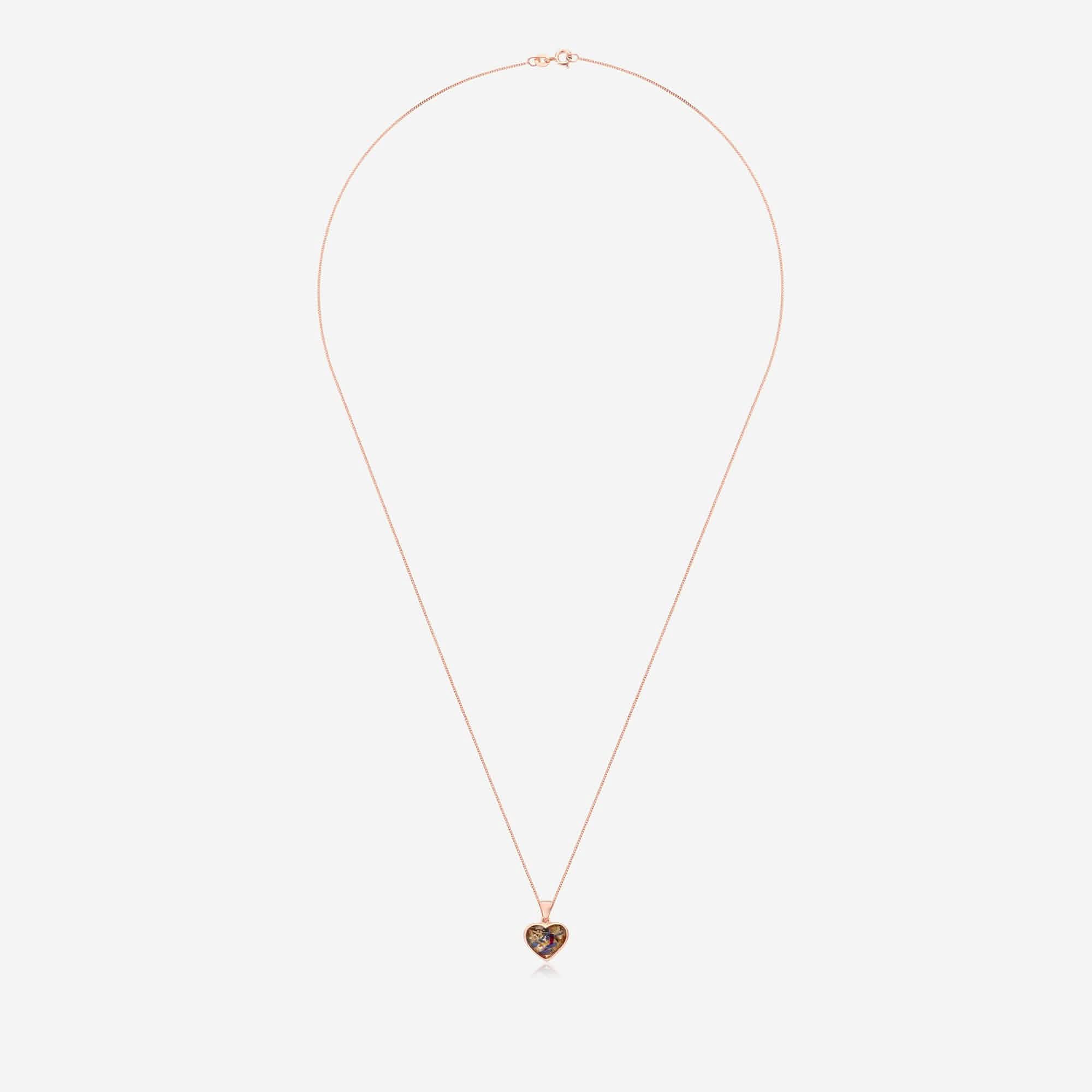 Flower Rose Gold Heart Necklace | Dried Flower Jewellery | Featherlings UK