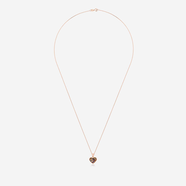 Flower Rose Gold Heart Necklace | Dried Flower Jewellery | Featherlings UK