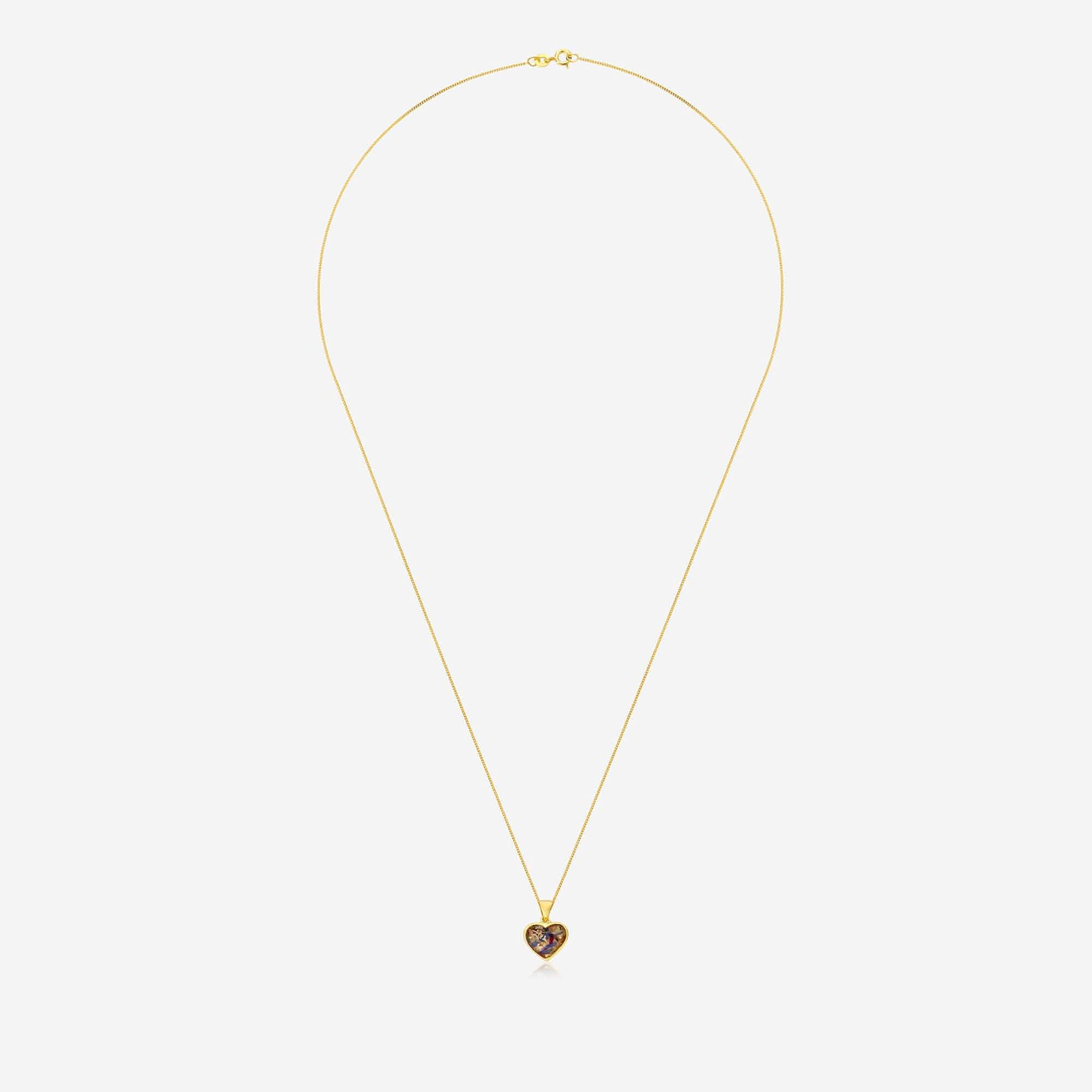 Flower Yellow Gold Heart Necklace | Dried Flower Jewellery | Featherlings UK