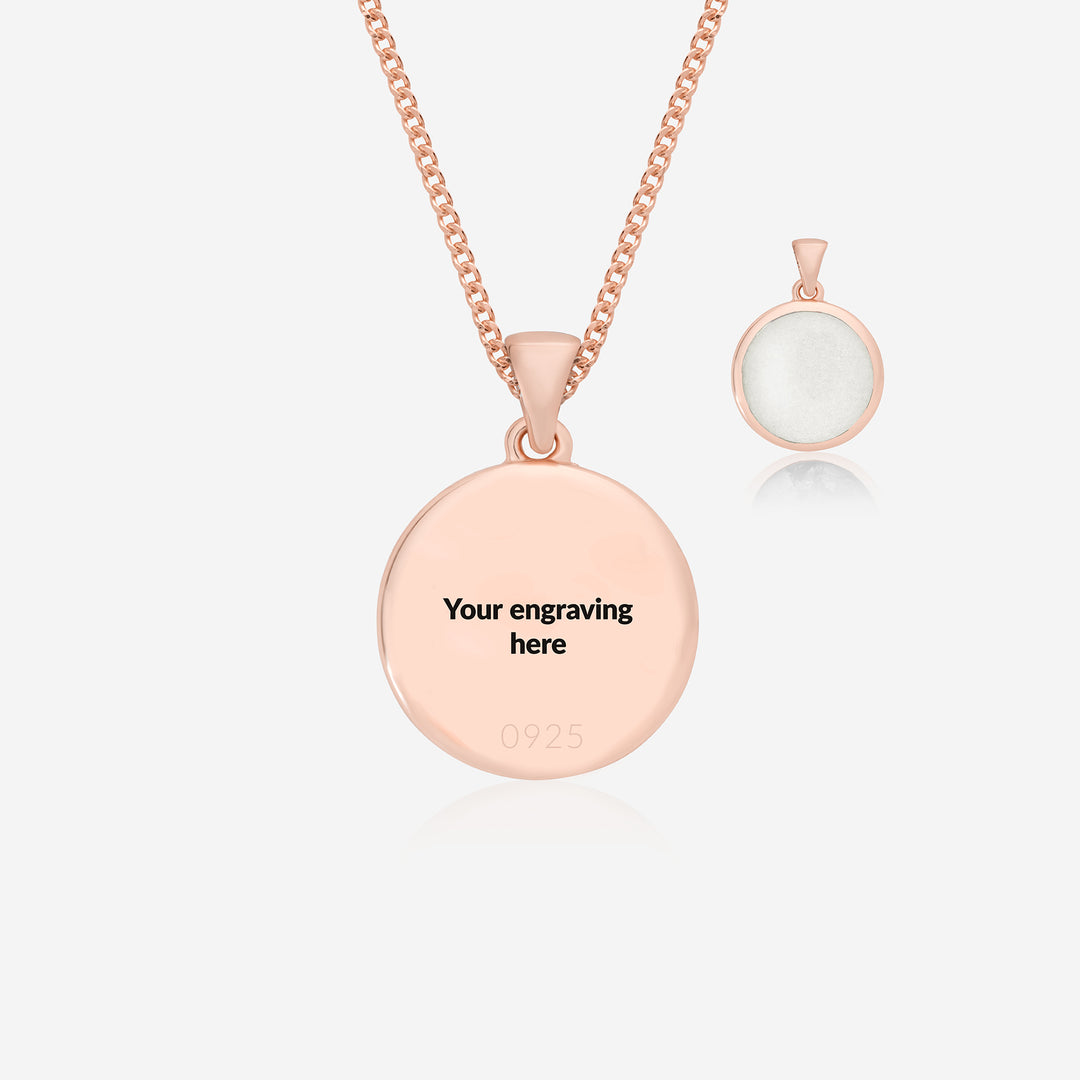 Large Rose Gold Round Breast Milk Necklace | Breast Milk Necklace | Featherlings UK