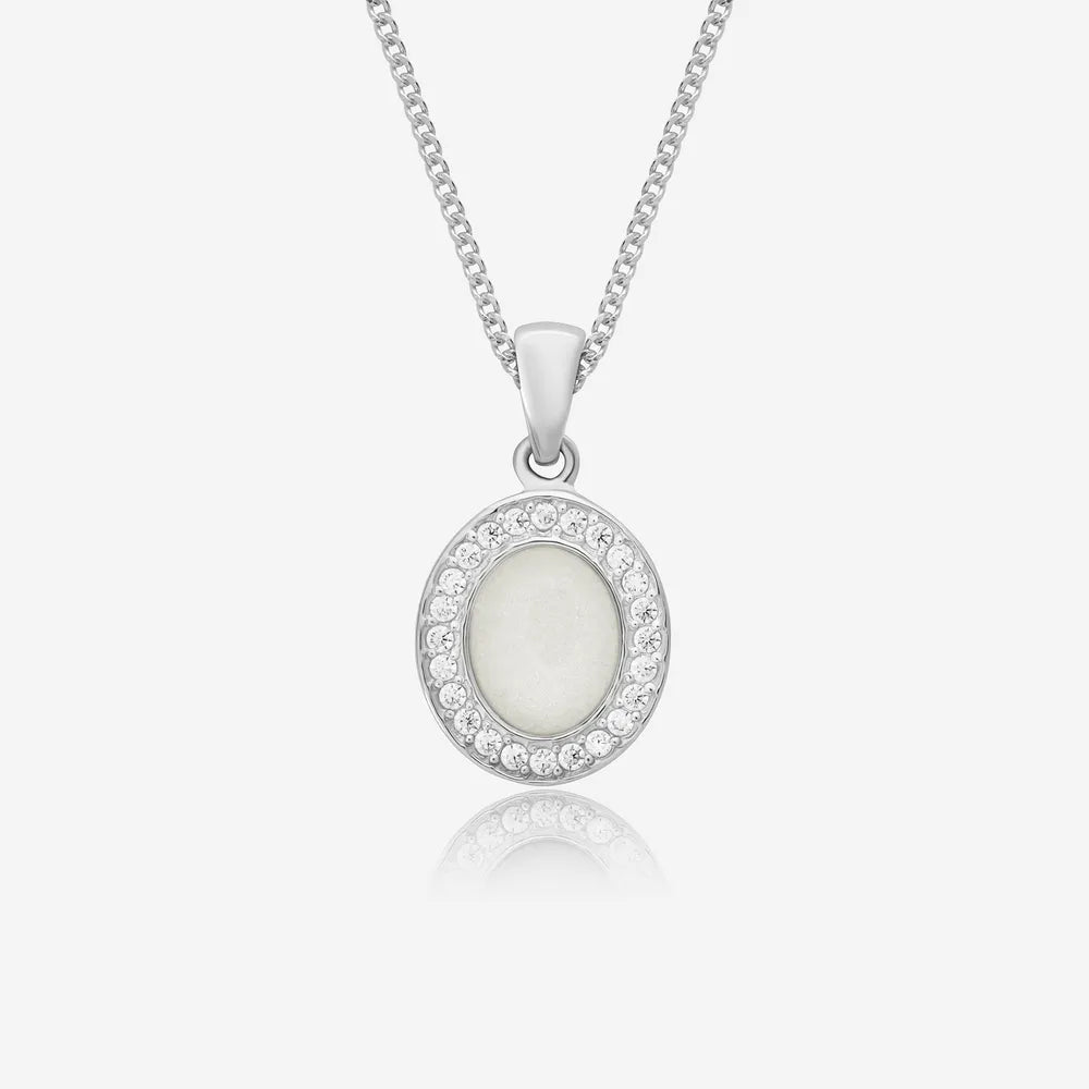 Oval Crystal Ashes Necklace | Ashes Pendant | Featherlings UK
