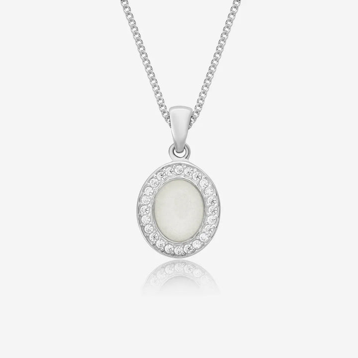 Oval Crystal Ashes Necklace | Ashes Pendant | Featherlings UK