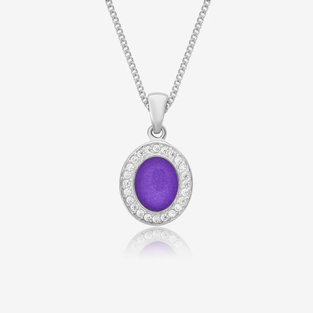 Oval Crystal Ashes Necklace | Ashes Pendant | Featherlings UK