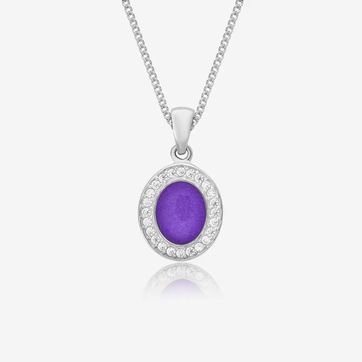 Oval Crystal Ashes Necklace | Ashes Pendant | Featherlings UK