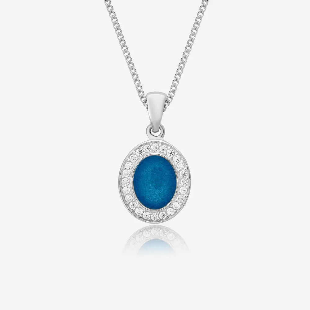 Oval Crystal Ashes Necklace | Ashes Pendant | Featherlings UK